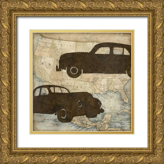 Meagher, Megan 26x26 Gold Ornate Wood Framed with Double Matting Museum Art Print Titled - Travel Silhouette IV