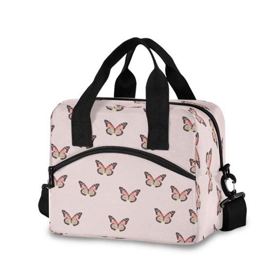 Meal Bag Large Capacity Handheld Lunch Bag Crossbody Insulated Bag for Office, Picnic, Travel Beautiful Butterflies
