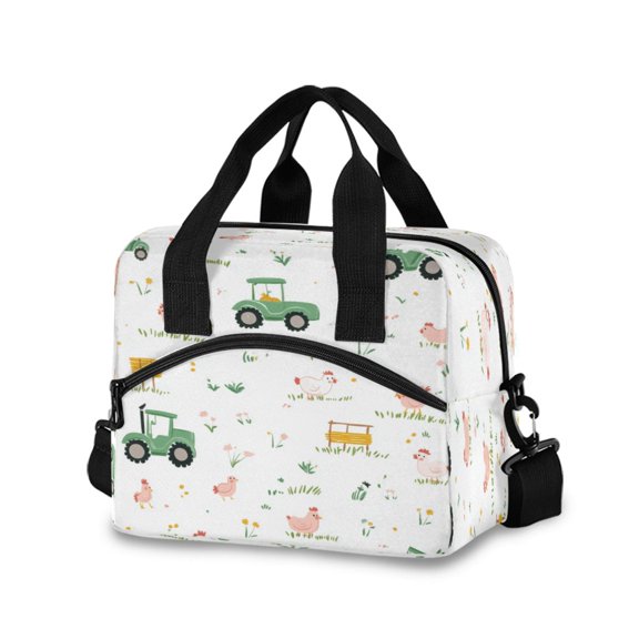 Meal Bag Large Capacity Handheld Lunch Bag Crossbody Insulated Bag for Office, Picnic, Travel Cute Farmyard Pattern