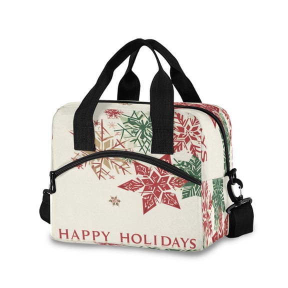 Meal Bag Large Capacity Handheld Lunch Bag Crossbody Insulated Bag for Office, Picnic, Travel Geometric Snowflakes and Stars