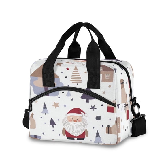 Meal Bag Large Capacity Handheld Lunch Bag Crossbody Insulated Bag for Office, Picnic, Travel Houses and Trees