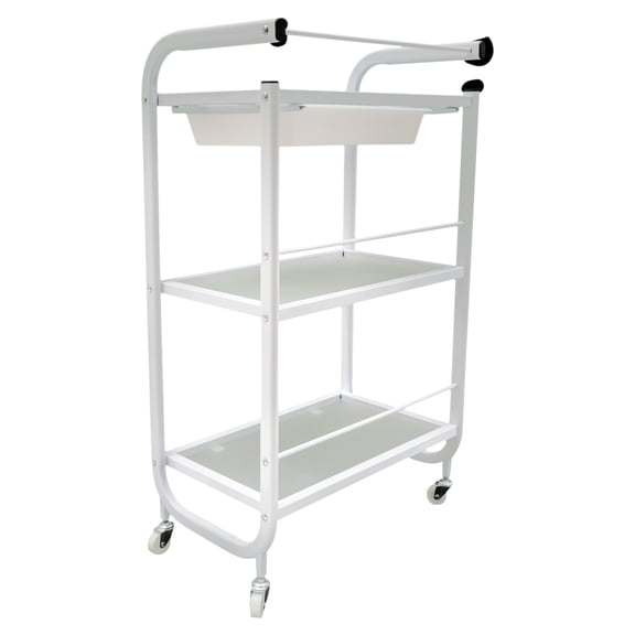 Meal Frame Rolling Trolley Cart with 3-Tiers and 1 Drawer for Storage - Shelf (White)   Classic Design for Spar, Nail Salon and Hairdresser (20.8*33.5*15inch)