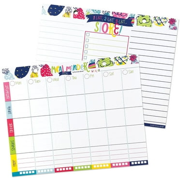 Meal Minder® Weekly Menu Planner Pad, 52-Week Undated Pages, 10" x 8", Tear-off Grocery List + Bonus Dry Erase Menu Board