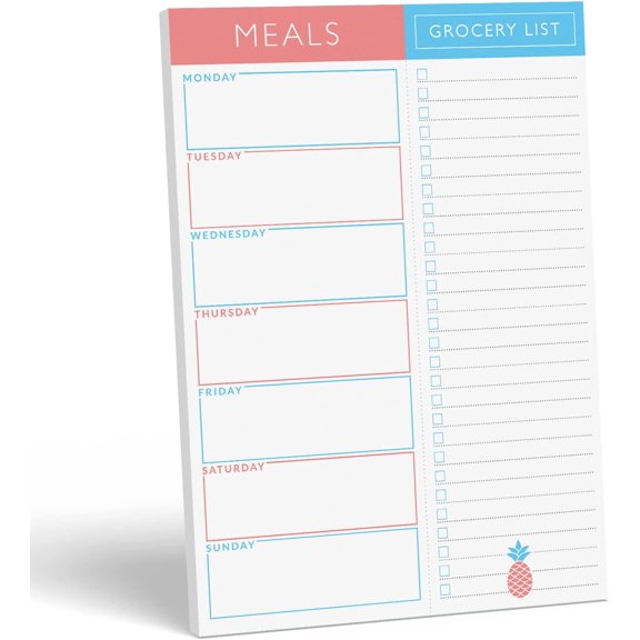Meal Planner Magnetic Pad | 7x10 inch Notepad for Organized Weekly & Daily Planning | Tear-Off Grocery List Checklist for Convenient Shopping | Notepads for Refrigerator Door