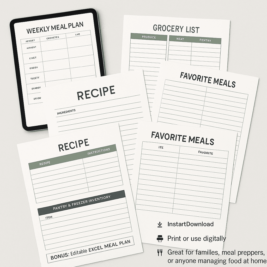 Meal Planner & Recipe Binder – Printable Kitchen Organizer - Walmart.com
