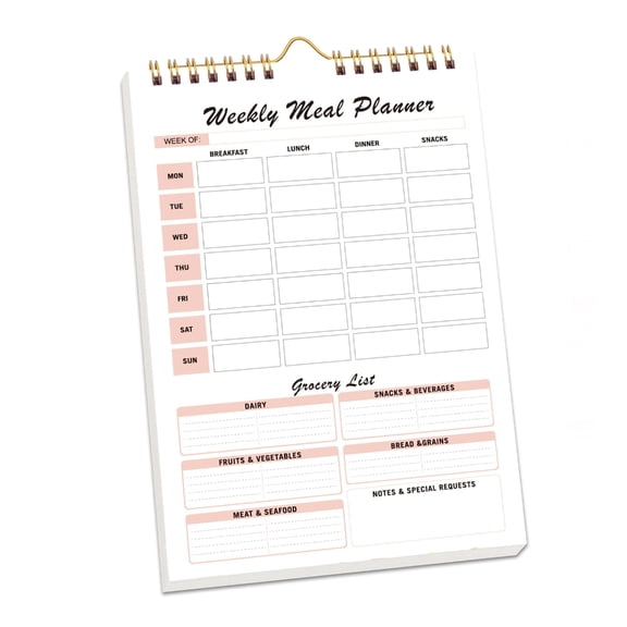 Meal Planning Pad with Shopping Lists And Hanging Hook For Weekly Organization