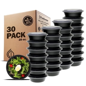 Meal Prep Bowl Containers [30 Pack] Plastic Bowls with Lids for Soup and Salad, Food Storage Bento Box, BPA Free, Stackable, Lunch Boxes, Microwave/Dishwasher/Freezer Safe (28 oz)