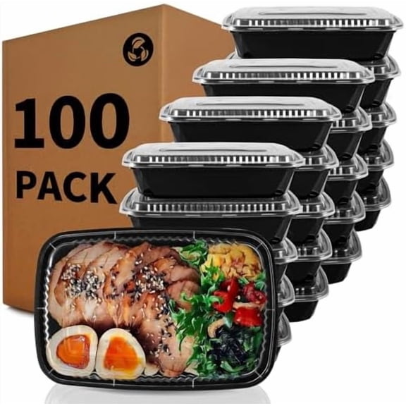 Meal Prep Container, 90 Pack 32 oz Food Storage Containers with Lids, Disposable Bento Box Reusable Plastic Lunch Box, BPA Free Take-Out Box Microwave Dishwasher Freezer Safe