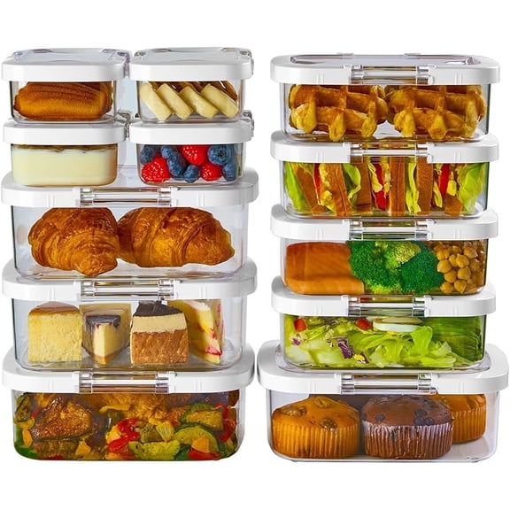 Meal Prep Container for Refrigerator, Leak Proof Stackable Kitchen Tupperware for Leftovers Food Storage Travel Lunch Container, Christmas Gift for Her (Fridge Organizer 12pk)