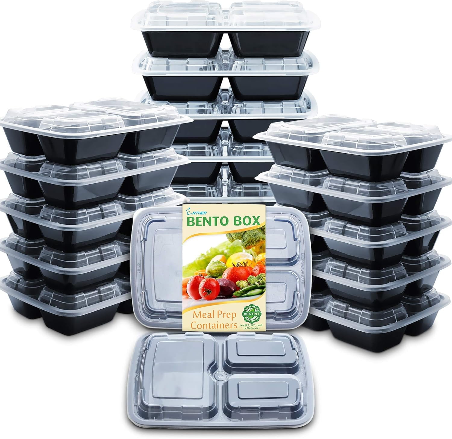 Meal Prep Containers 12 Pack 1 Compartment Single Lids Food Storage ...