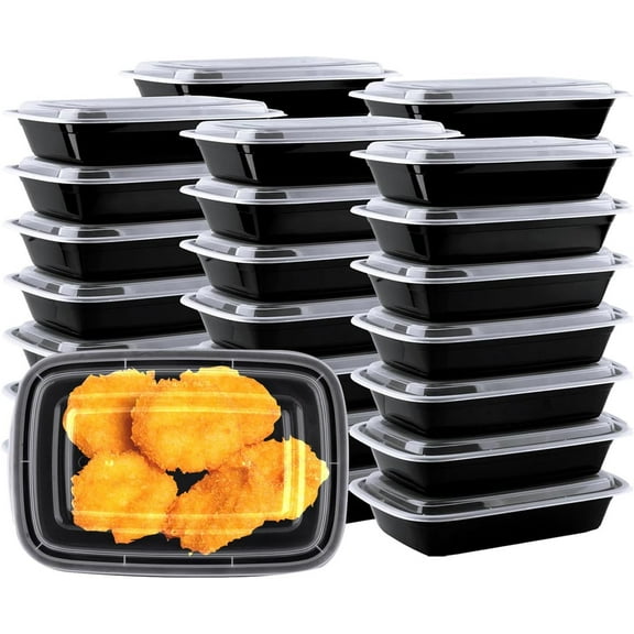 Meal Prep Containers, 150 Pack 16oz Disposable Take Out Food Storage Containers with Leakproof Lids, Reusable Plastic To Go Lunch Boxes, BPA Free, Microwave/Dishwasher/Freezer Safe