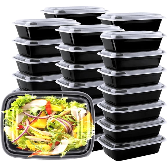 Meal Prep Containers, 150 Pack 24oz Disposable Take Out Food Storage Containers with Leakproof Lids, Reusable Plastic To Go Lunch Boxes, BPA Free, Microwave/Dishwasher/Freezer Safe