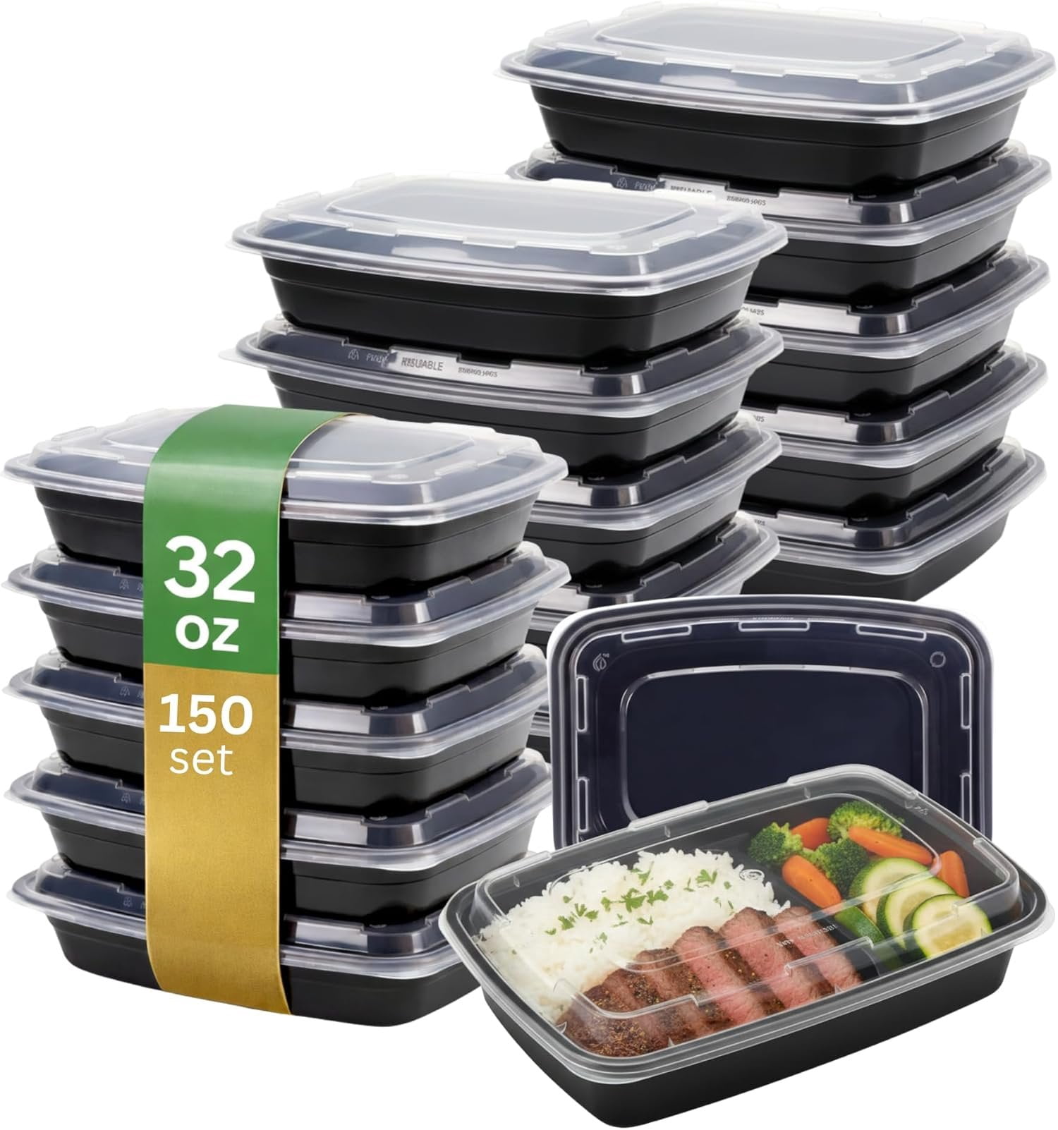 Meal Prep Containers [150 Pack] Rectangular Storage Containers with ...