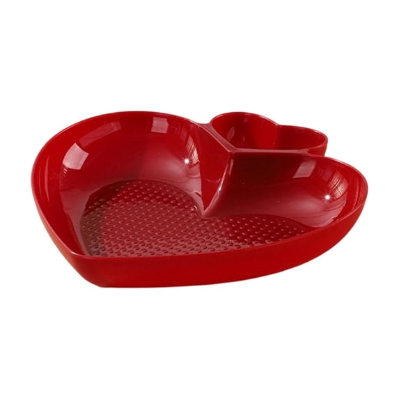 Meal Prep Containers,2-Compartments Heart Shape Serving Tray,Plastic Meal Tray for Appetizer Dinner Dessert,Valentines Day Decoration Supply,Red