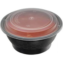 Meal Prep Containers 40oz Round Bowls with Lids, Disposable Food Storage Bento Box, Microwavable, Premium Bowl, Stir Fry, Ramen, Soup | Lunch Box | BPA Free | Freezer / Dishwasher Safe (Black, 50)