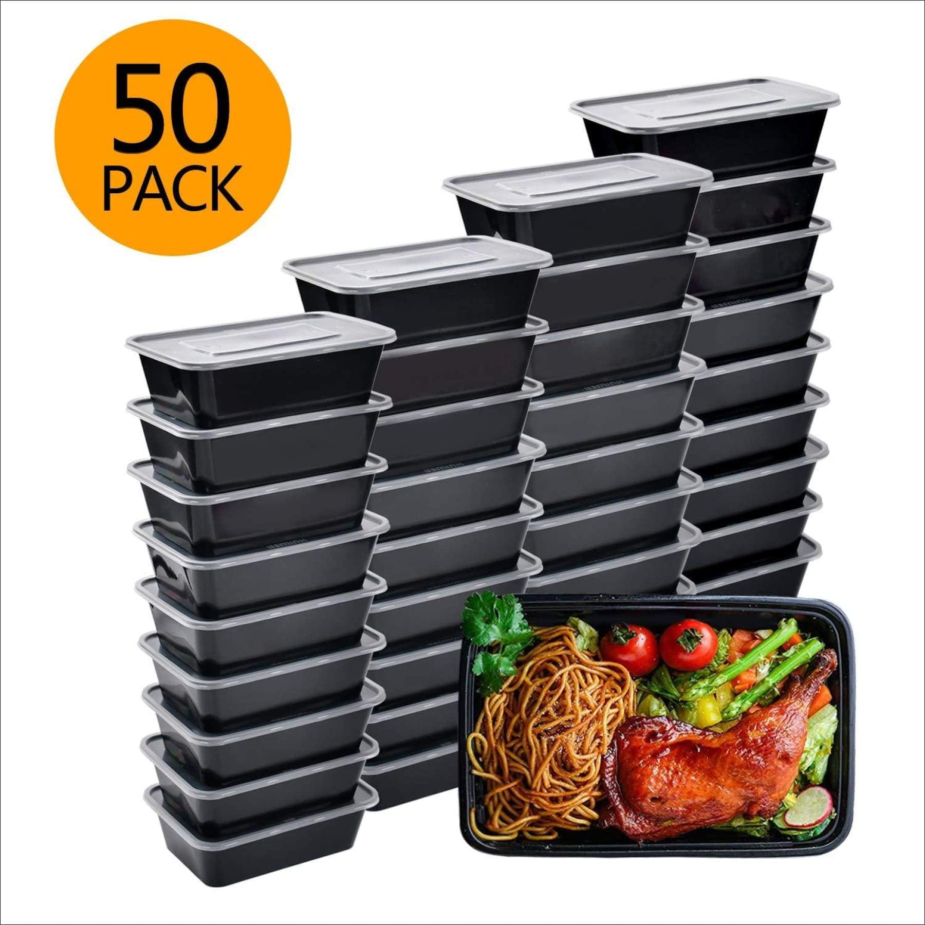 AME D'ESSENCE (50 PC-SET) 38 oz Meal Prep Lunch Containers with Lids  Disposable Food Storage Containers Bento Boxes 1 Comp BPA Free Freezer  Dishwasher
