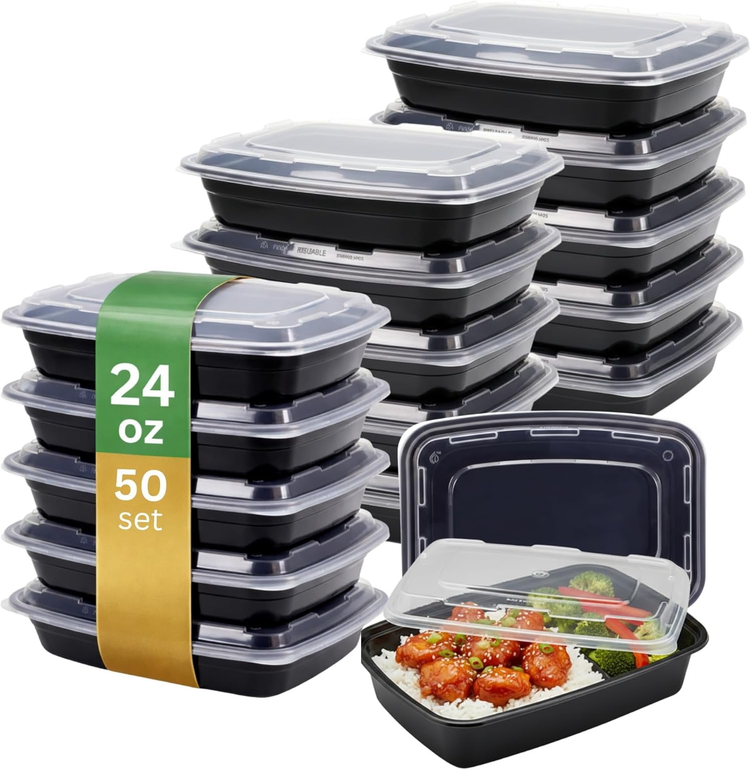 Meal Prep Containers [50 Pack] Rectangular Storage Containers with ...