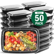 Meal Prep Containers, 50 Packs Plastic Food Storage Containers with Lids, 32oz Bento Box Reusable, To Go Containers Disposable, BPA Free