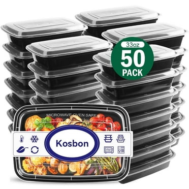 Meal Prep Containers, 50 Packs Plastic Food Storage Containers with Lids, 32oz Bento Box Reusable, To Go Containers Disposable, BPA Free