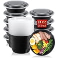 thumbnail image 1 of Meal-Prep-Containers-65 Pack 24 oz Plastic--Storage-Containers-with-, Disposable--Prep-Containers-Microwave-Safe, Meal-Prep-Bowls-, To-Go-Contianers-for-Lunch, 1 of 6