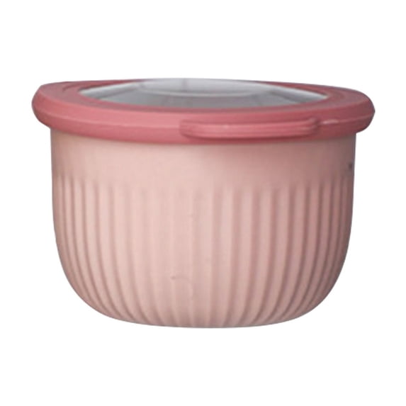 Meal Prep Containers with Lids,Durable Plastic Mixing Bowls Food Container Bowl with Lids,Stackable Reusable Airtight Salad Bowl for Kitchen Portion Control,Outdoor Picnic,1/4Pcs(Pink,5x3.7")
