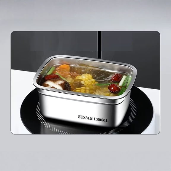 Meal Prep Containers Microwave Safe, Stainless Steel Meal Prep Containers, 1200Ml, 8.3X4.2 In, 1 Pc, Extra Thick Construction, Leak Proof Design, Freezer Containers for Storage,