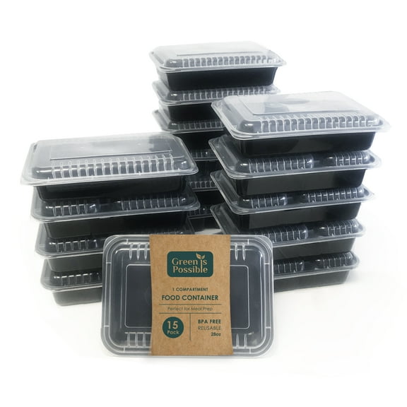 Meal Prep Containers pack | 1 compartment | 32oz | 15 sets per pack.