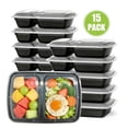 thumbnail image 1 of cisilov Meal Prep Containers with Lids, 15 Pack 2-Compartment, Reusable Food Storage Containers for Lunch, Microwave & Freezer Safe, Plastic To-Go Containers for Meal Prepping, Leftovers, Takeout, 1 of 7