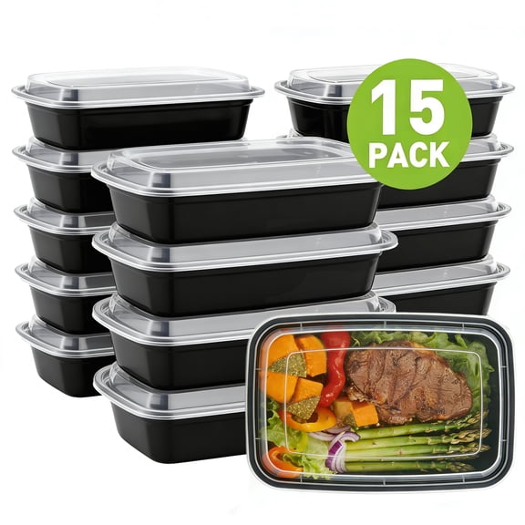 cisilov Meal Prep Containers, Disposable To Go Containers, Plastic Food Storage Containers with Lids, 30-Piece