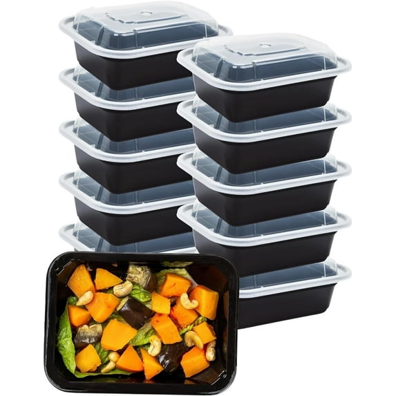 Meal Prep Food Storage Containers with Lids 12 oz. Tupperware To Go Plastic Containers for Food - 10