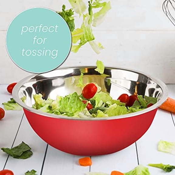 Meal Prep Stainless Steel Mixing Bowls Set, Home, Refrigerator, and Kitchen Food Storage Organizers | Ecofriendly, Reusable, Heavy Duty (Red)