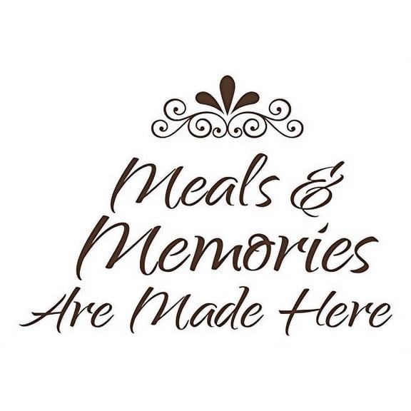 Meals And Memories Made Here Kitchen Wall Decal Stickers Quotes, 23 x 16 , Chocolate Brown