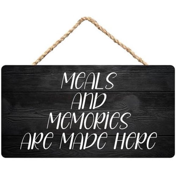 Meals and Memories are Made Here Wooden Sign, Home Kitchen Wall Art for Families & Hosts, 12 x 8 Inch