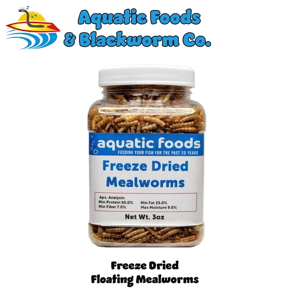 Mealworms-- Freeze Dried Mealworms for Tropical Fish, Pond Fish, Reptiles, Turtles, Tortoises, Frogs, Hamsters, Birds, Rodents…3oz Small Jar