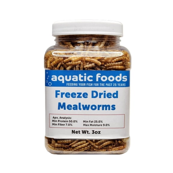 Mealworms-- Freeze Dried Mealworms for Tropical Fish, Pond Fish, Reptiles, Turtles, Tortoises, Frogs, Hamsters, Birds, Rodents…3oz Small Jar