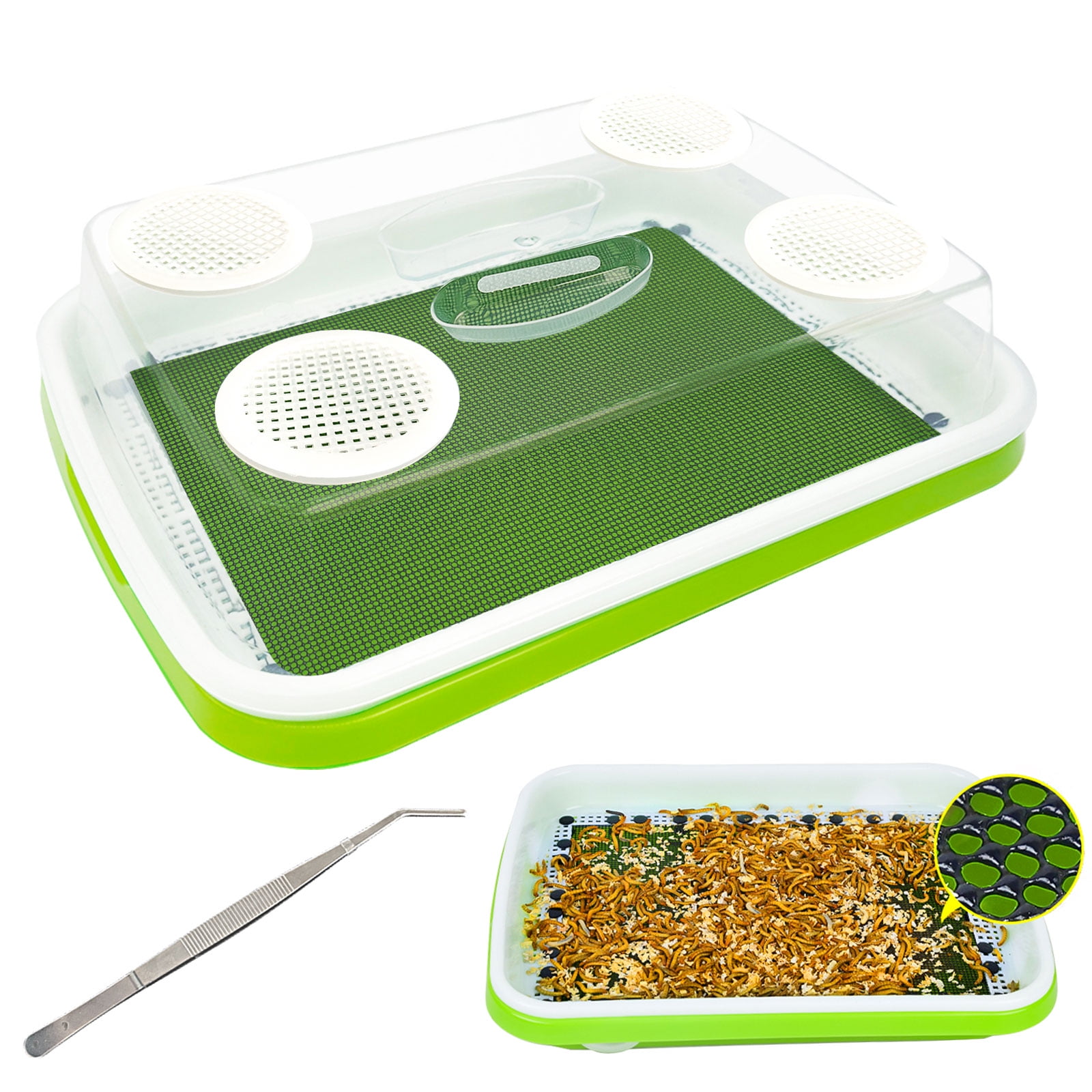 View of Mealworms Keeper,Mealworms Breeding Kit,Layered design for easy ...