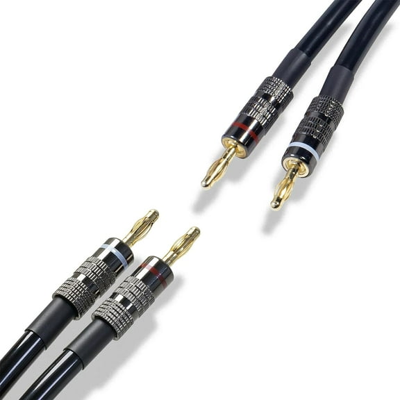 Meamaz 10FT 2 Male-to-Male Connectors Banana Plugs, Hi Fi Speaker Wire, Electrical OFC 12 Gauge Wire 100% Copper Audio Cable,1 Pack