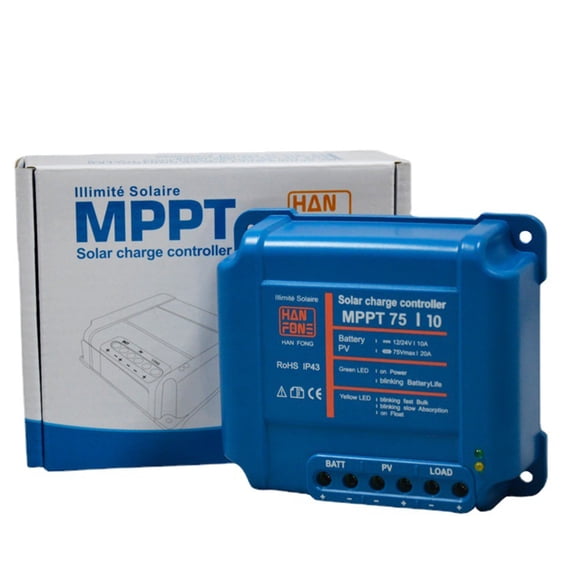 Meamaz 15-75V Solar Charge Controller (12/24-Volt Compatible)  MPPT Power Regulation for Solar Panels, for Home, RV & Off-Grid Use