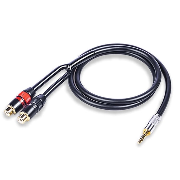 Meamaz 3.5 mm to Dual RCA Audio Cable, Heavy Duty 3.5mm Male to 2 RCA Female Gold Plated Copper Shell Stereo Audio Adapter Cable, 3.28FT(1M)