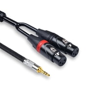 Meamaz 3.5mm 1/8" Stereo TRS to Dual XLR Female Y Splitter Cable Ideal for Recording, Livestreaming & Broadcasting, 3.28FT1M