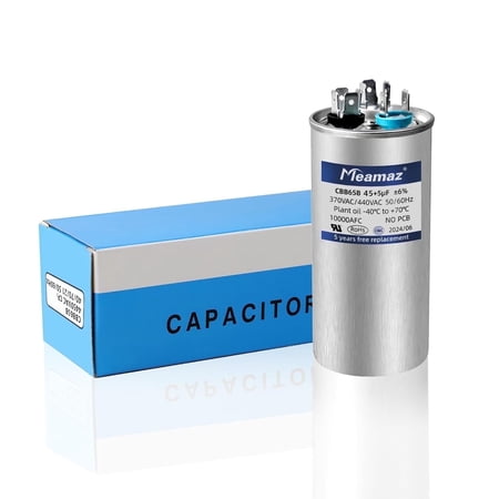 45+5uf±6% 45/5 MFD 370/440V CBB65B Dual Run Round AC Capacitor, 45/5 capacitor HVAC Capacitor for AC Unit Fan Motor,Heat Pump & A/C Condenser Compressor, 5 Years Warranty Fr-ee Replacement