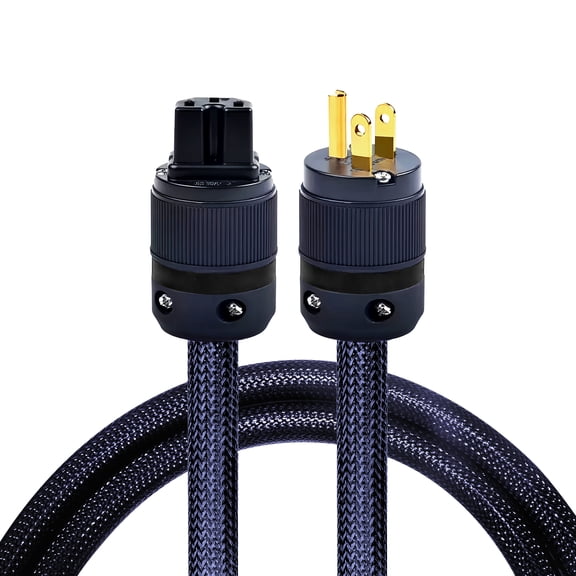 Meamaz Audiophile Amplifier Cord IEC Power Cable, Hi Fi Audio Ac Plug with 24K Gold Plated US Plug for Speaker,6.56ft/2M
