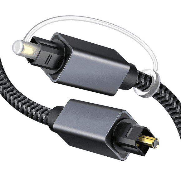 Meamaz Digital Optical Audio Cable 16.4ft/5M, Slim Nylon Braided Audio Optical Cord Toslink Cable for Sound Bar, TV, PS4, Xbox, Samsung, Vizio, 24K Gold-Plated