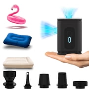 Meamaz Mini Portable Air Pump with Camping Light - Rechargeable Electric Inflate/Deflate Tool for Pool Floats, Air Mattress, Swimming Rings, Sleeping Pads & Vacuum Storage Bags