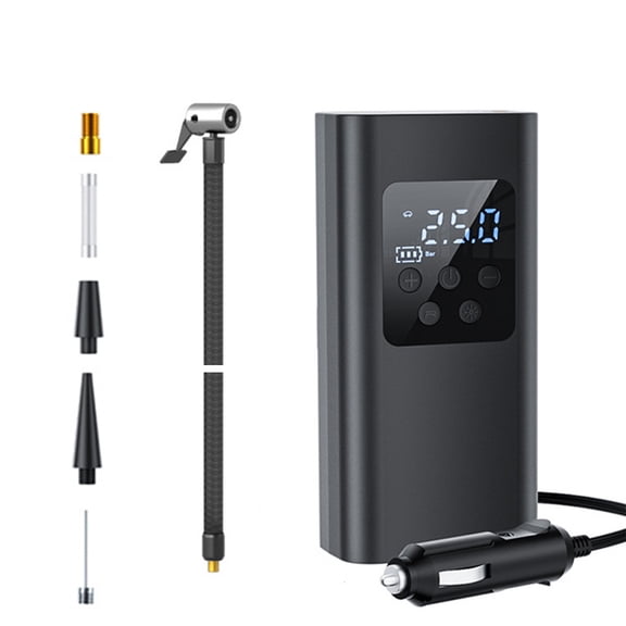 Meamaz Portable Tire Inflator - 8-Min Fast Inflation, Digital Gauge & Auto-Stop for Cars, Motorcycles, Bikes, Balls & Inflatables