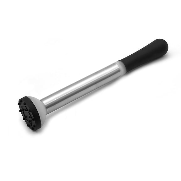 Meamaz Stainless Steel Cocktail Muddler, Ice Crusher, Lemon Crusher & Steel Muddler in Silver, Non-Scratch Nylon Head, Easy to Clean, Durable and Soft Non-Slip Grip