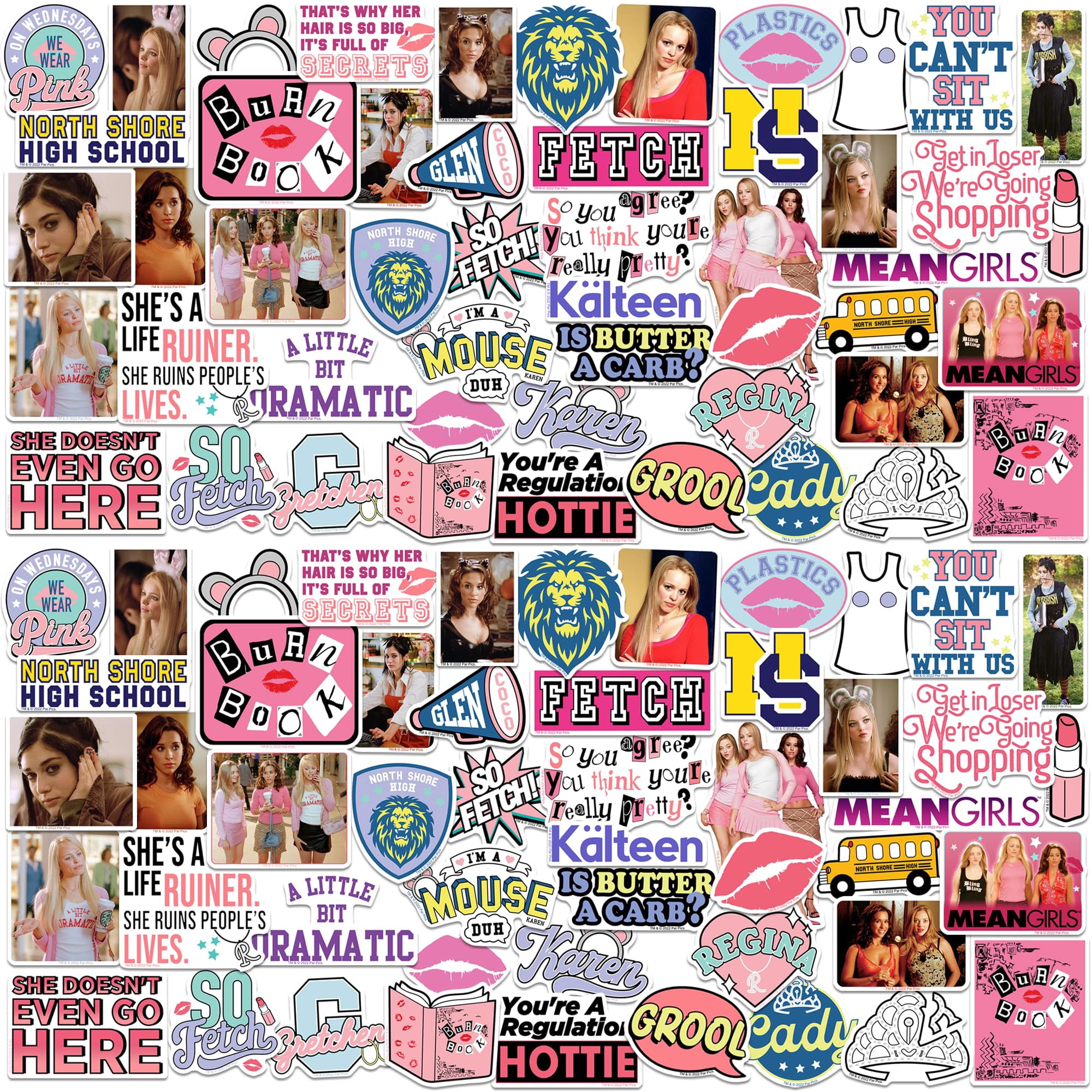 Mean Girls 200ct Vinyl Large Deluxe Stickers Variety Pack  Die Cut Decals for Laptop, Water Bottle, Scrapbooking, Tablet, Indoor/Outdoor