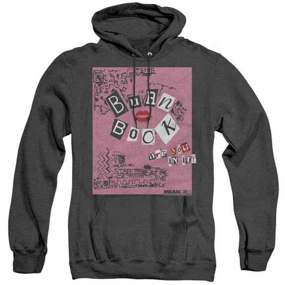 Mean Girls Burn Book Adult Heather Hoodie Sweatshirt Black