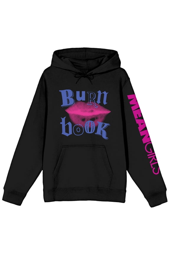 Mean Girls Burn Book Long Sleeve Black Adult Hooded Sweatshirt-XS