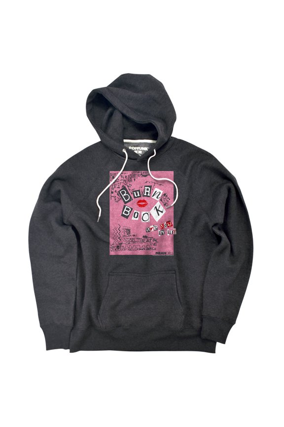 Burn Book Unisex Adult Slim Fit Pull-Over Heather Hoodie, Charcoal, Small